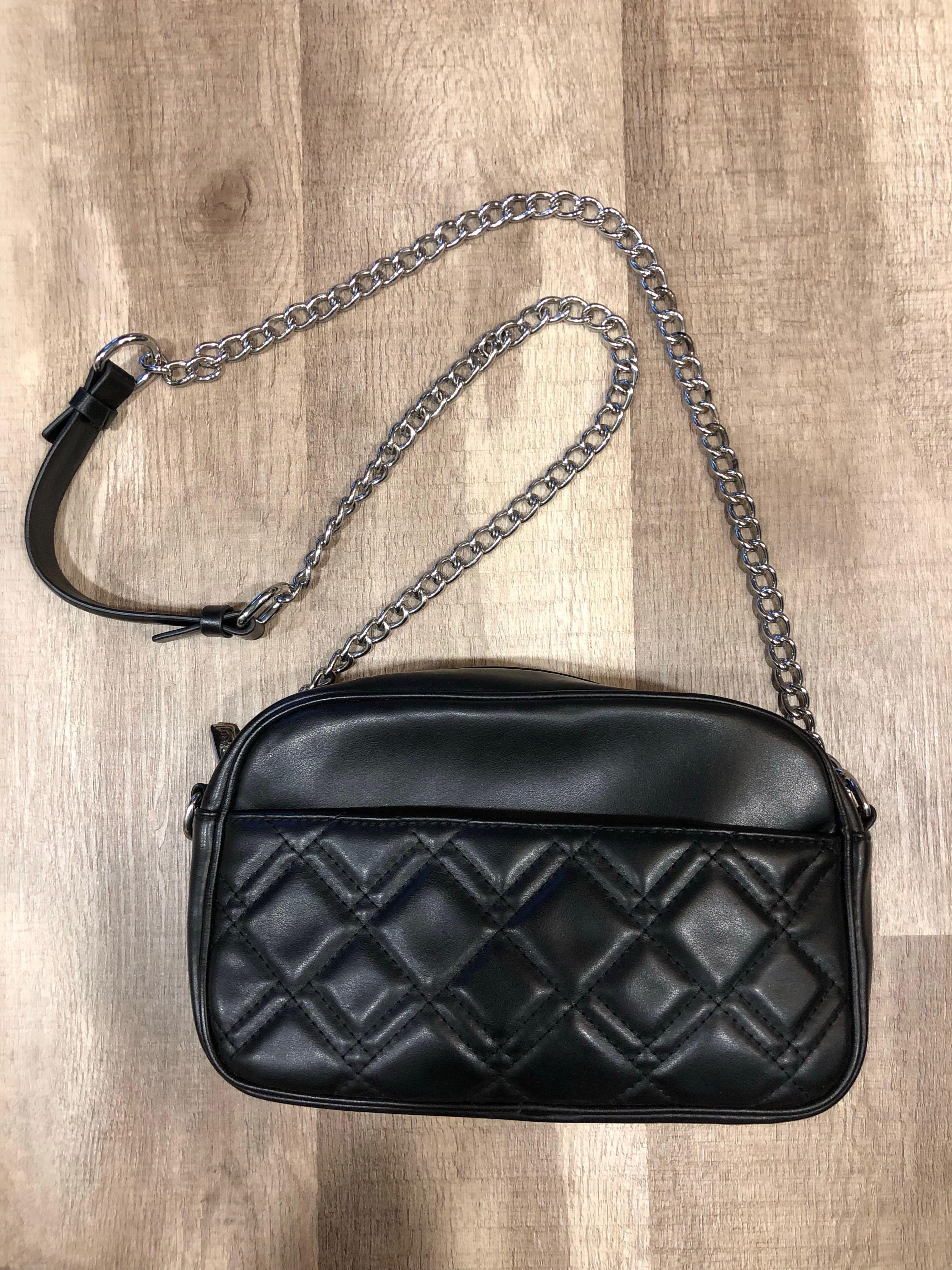 Black sling bag with silver chain clearance