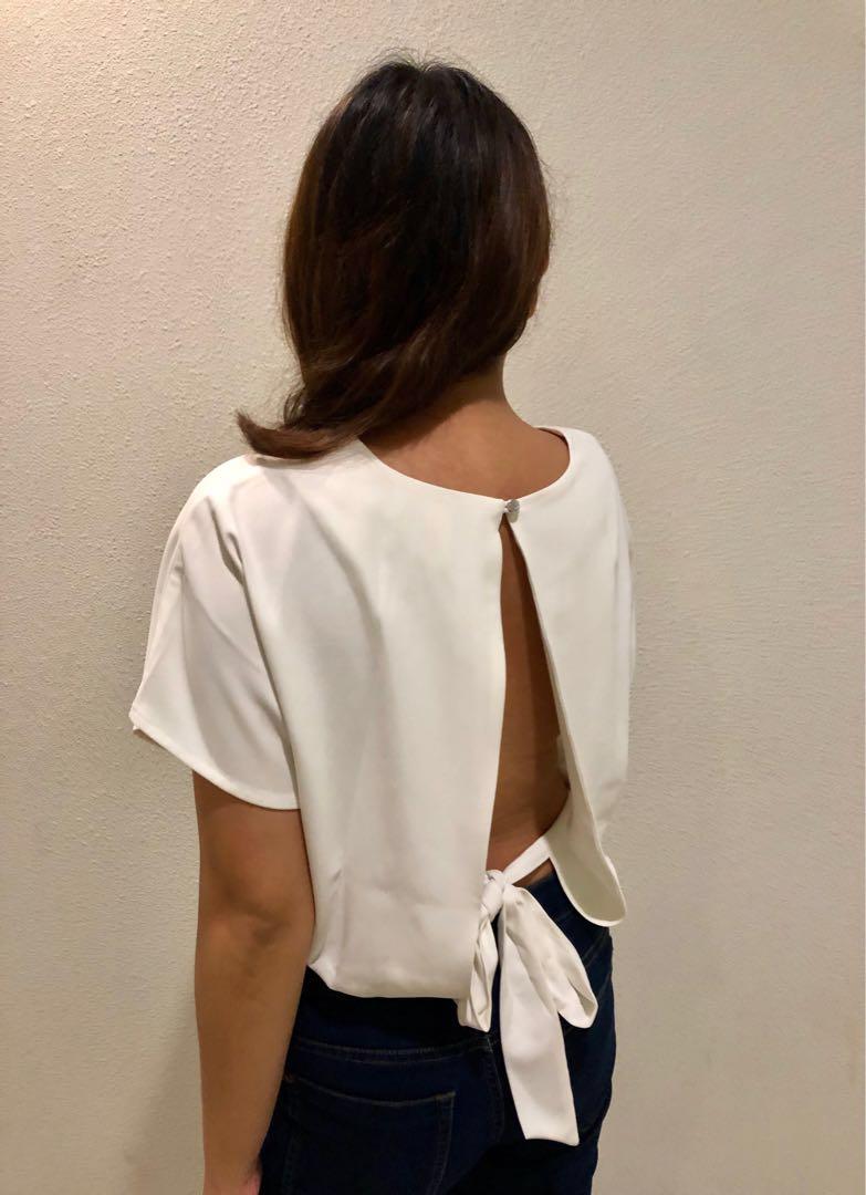 Forever 21 White Backless Blouse Women s Fashion Tops Blouses on Carousell