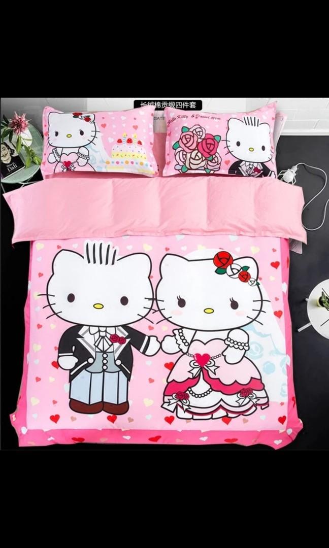 hello kitty wedding bed sheet