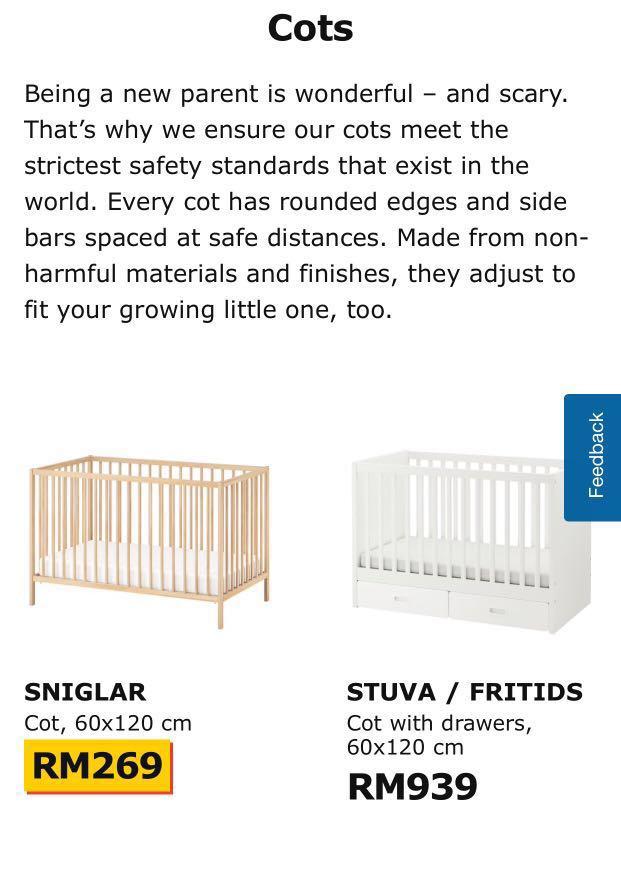 Ikea Baby Cot include mattress, Babies & Kids, Baby Nursery & Kids