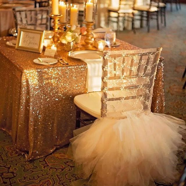 Instock Sequin Table Cloth In Gold Silver