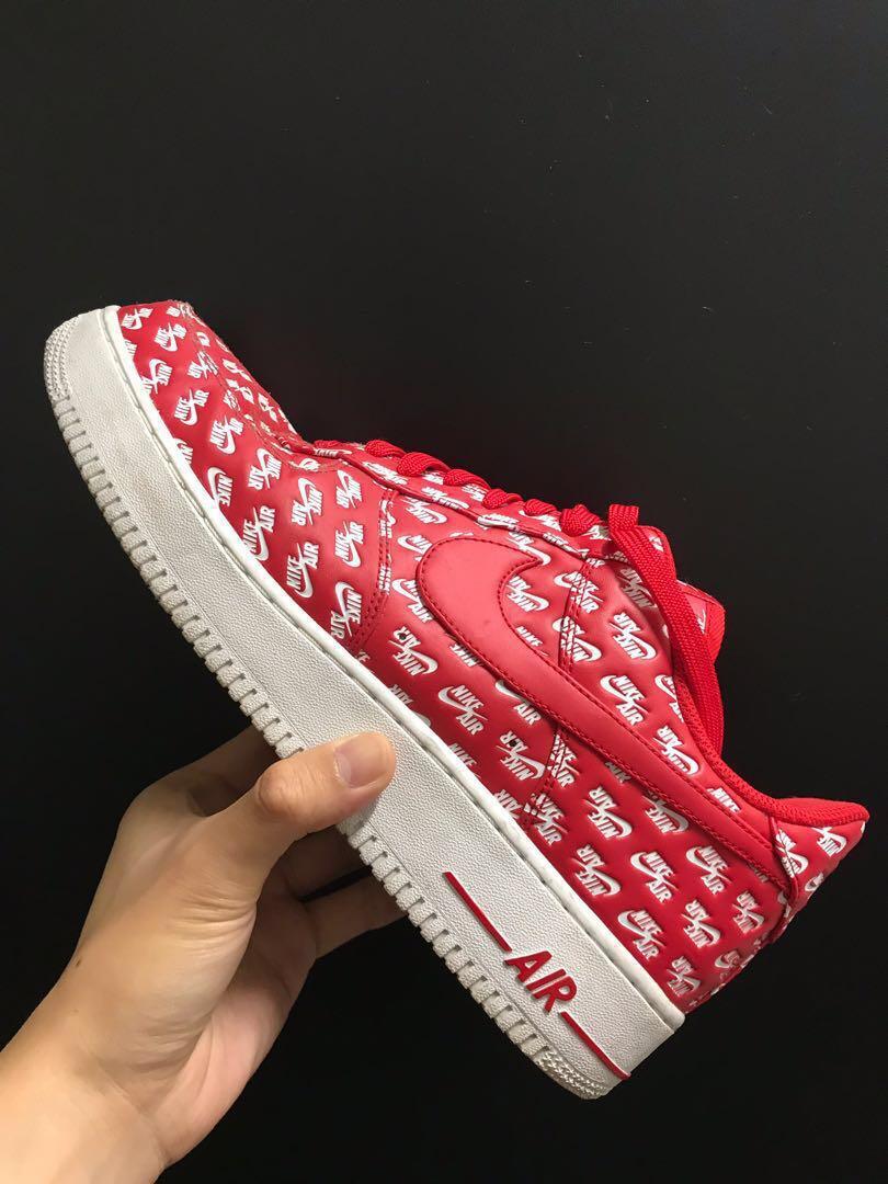 nike air force 1 all over logo red