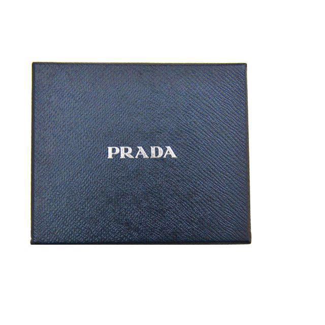 Prada Vitello Micro Grain Leather Baltico Blue Card Holder Wallet