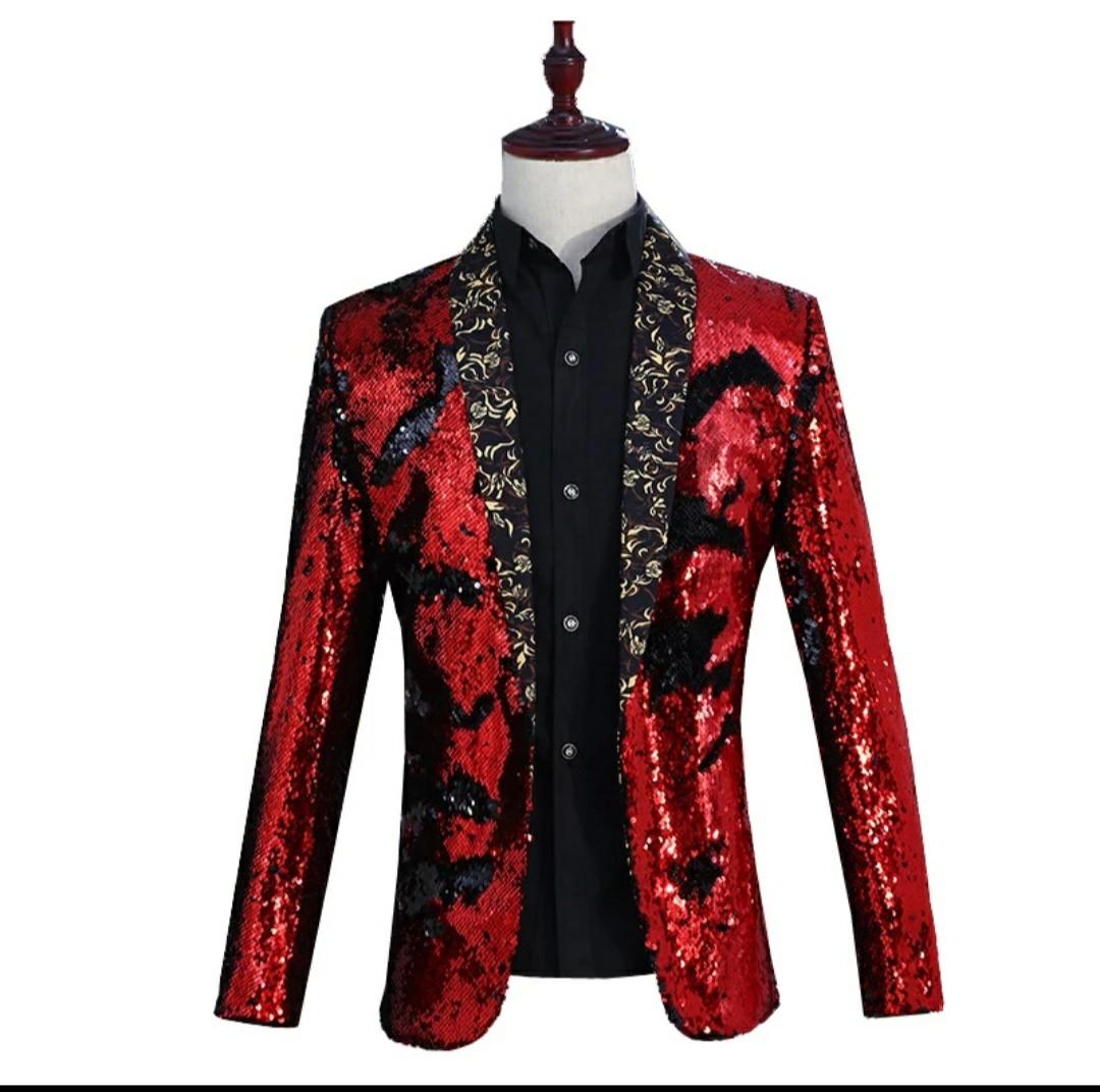 Red and best sale black sequin jacket
