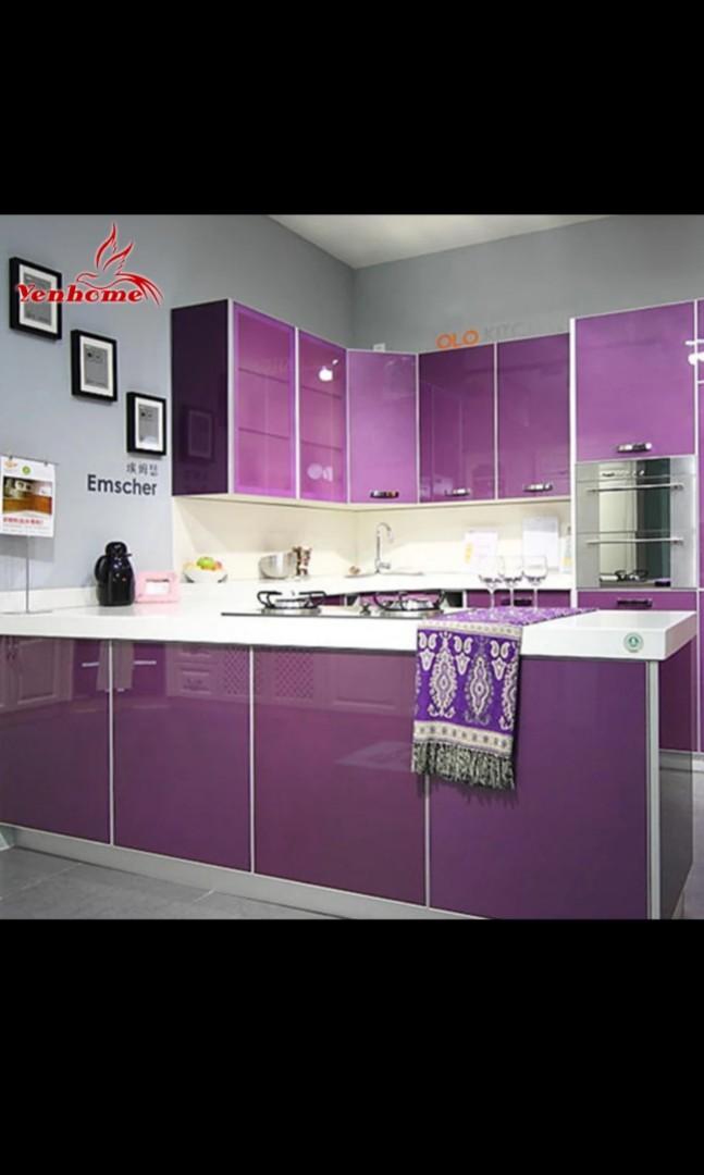 Vinyl Wrap Self Adhesive For Kitchen, Purple Kitchen Cabinet Doors