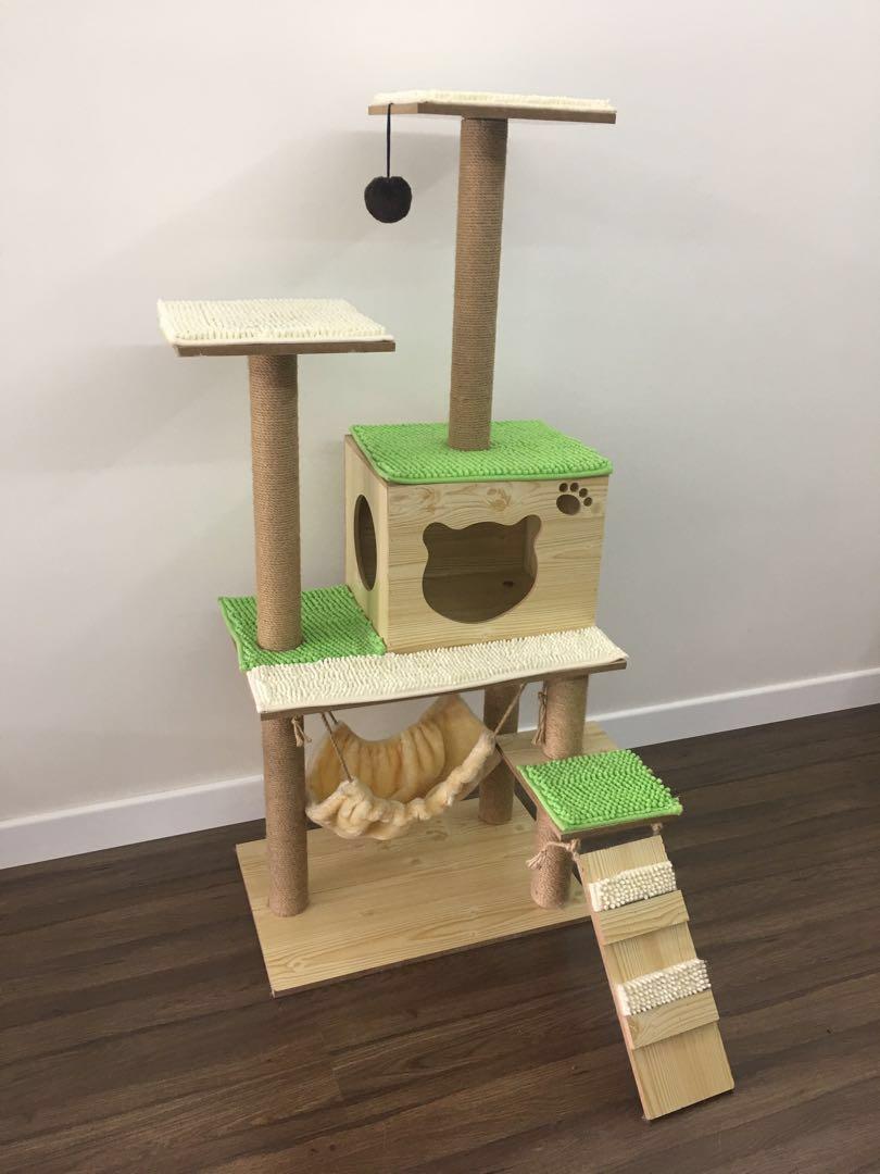 Wooden Cat Tree with Custom Carpeting, Pet Supplies, Homes & Other Pet