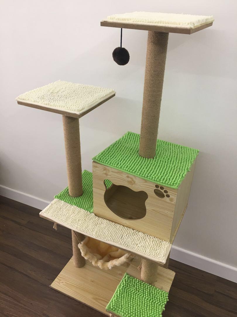 Wooden Cat Tree with Custom Carpeting, Pet Supplies, Homes & Other Pet