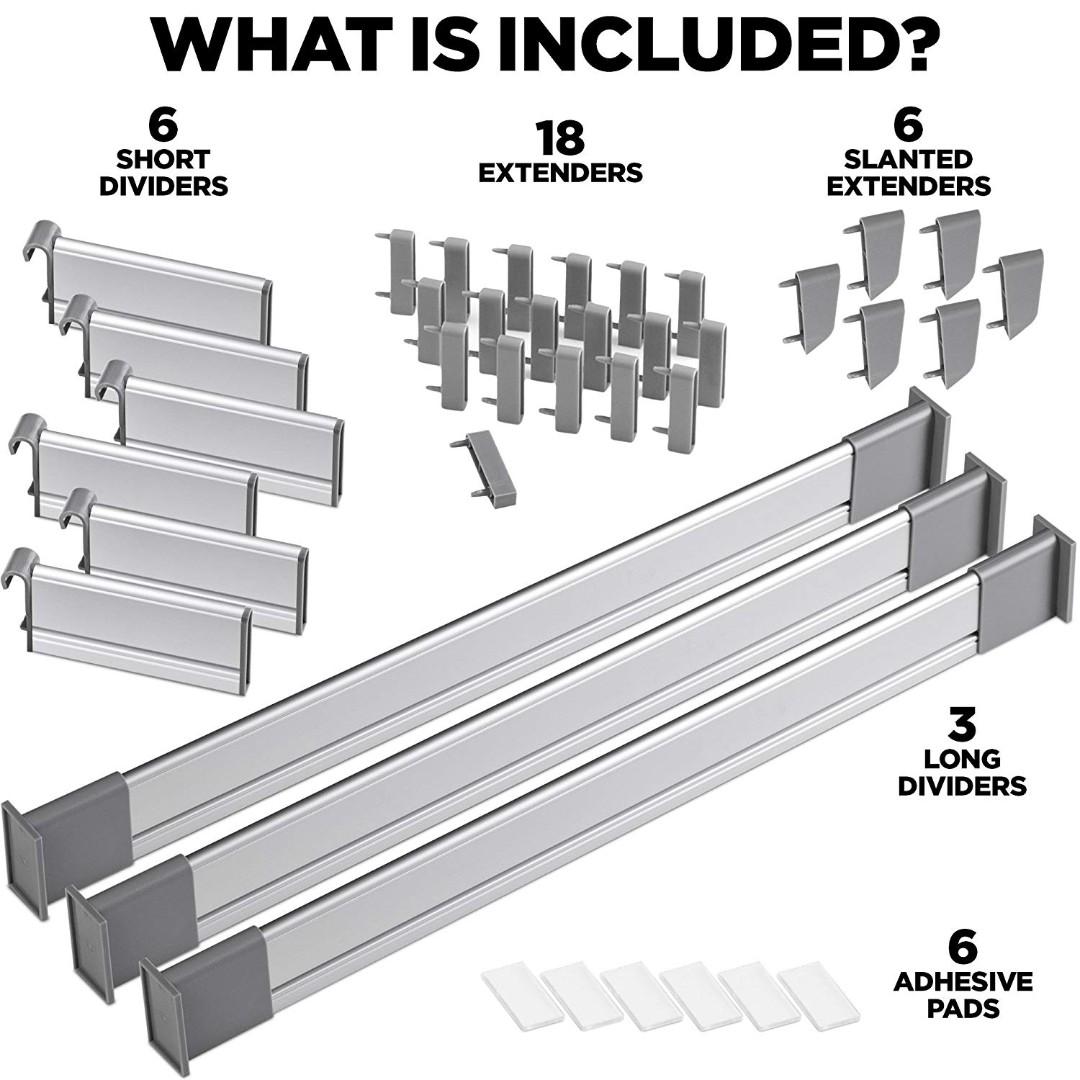 Practical Comfort Adjustable Drawer Organizer 9 Drawer Dividers