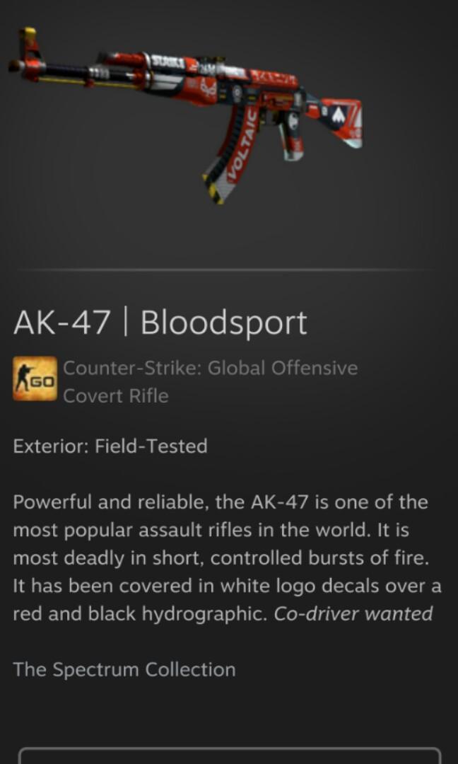 Ak 47 Bloodsport Ft Toys Games Video Gaming In Game Products On Carousell - roblox ak47 mesh