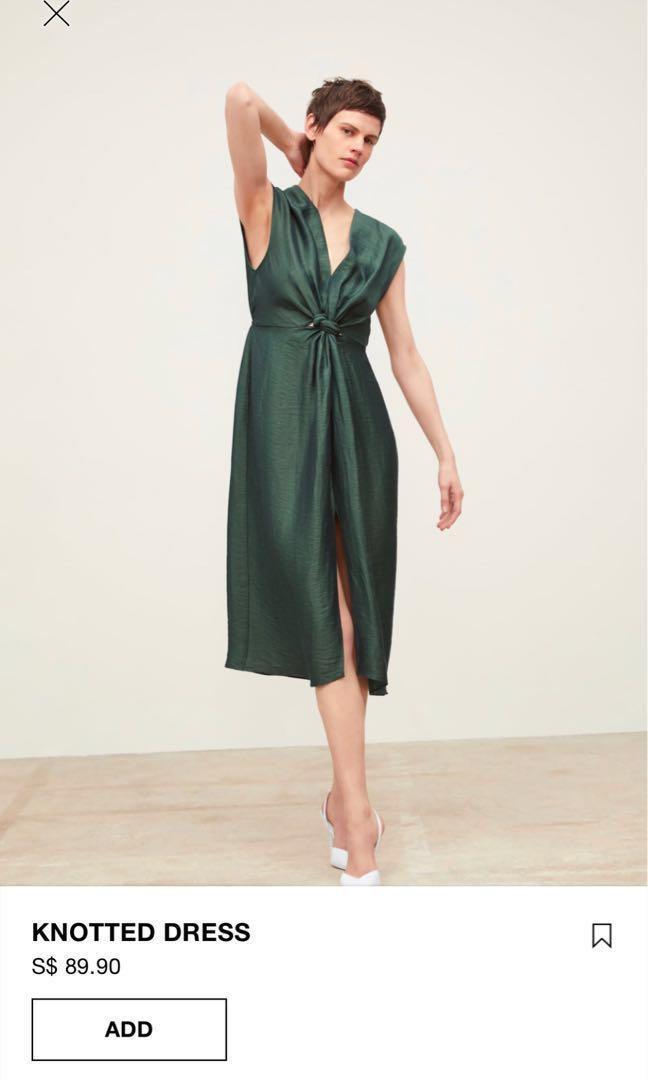 Green Zara Knotted Dress linen 