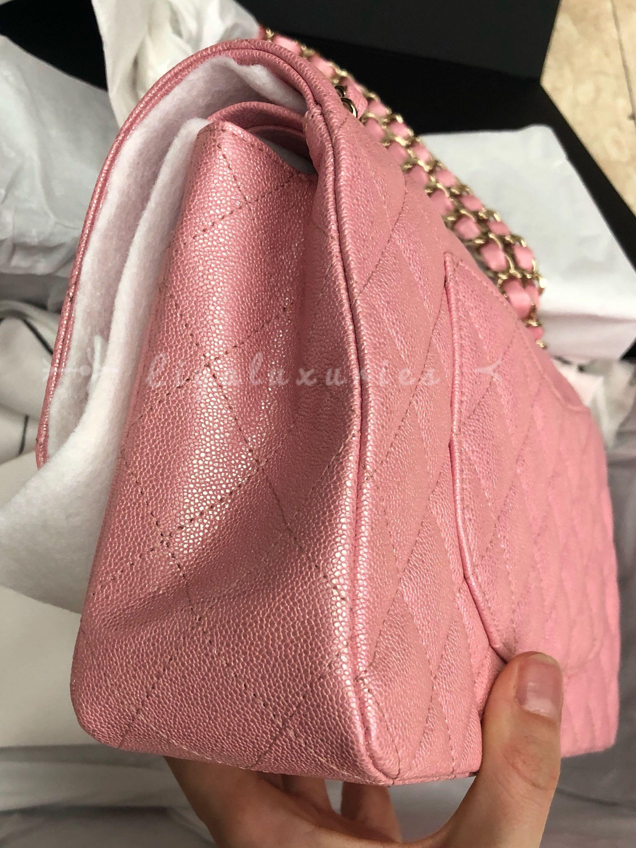 Chanel Pink Quilted Lambskin Leather CC Round Clutch with Chain Gold Hardware, 2020-2021 (Like New), Womens Handbag