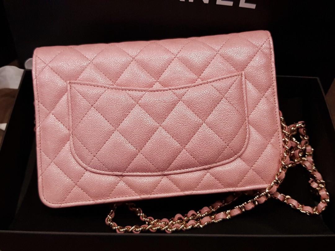 NIB 19S Chanel Iridescent Pink Caviar Classic Wallet on Chain WOC GHW –  Boutique Patina