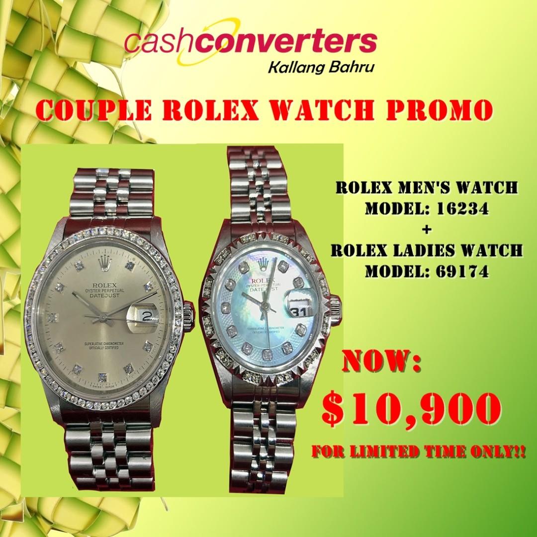 Couple Rolex Watch Stainless Steel W Diamonds Promo Luxury