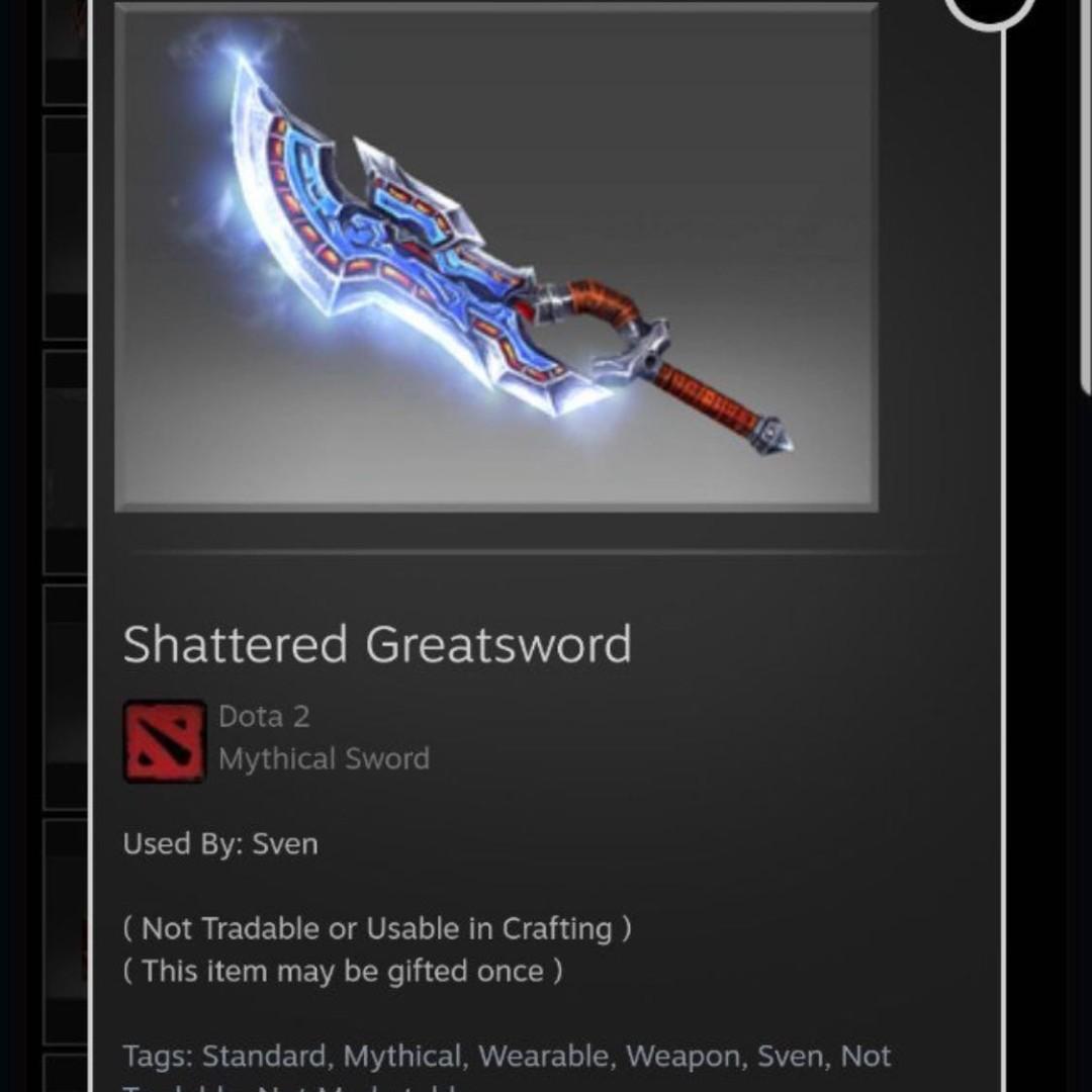 Dota 2 Items Shattered Greatsword Sven Toys Games Video