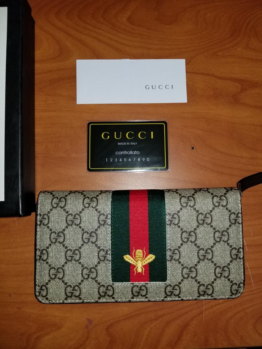 Gucci Web GG Supreme Zip Around Wallet 