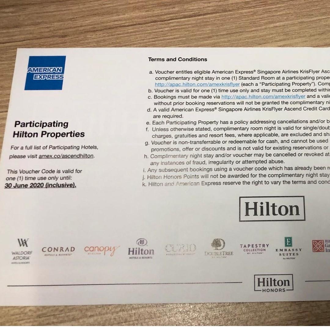Hilton Hotel Voucher Tickets Vouchers Vouchers on Carousell
