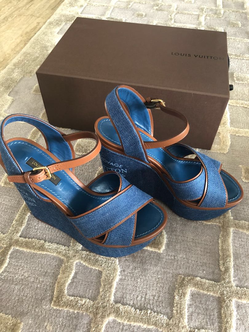 Louis vuitton best sale denim wedges