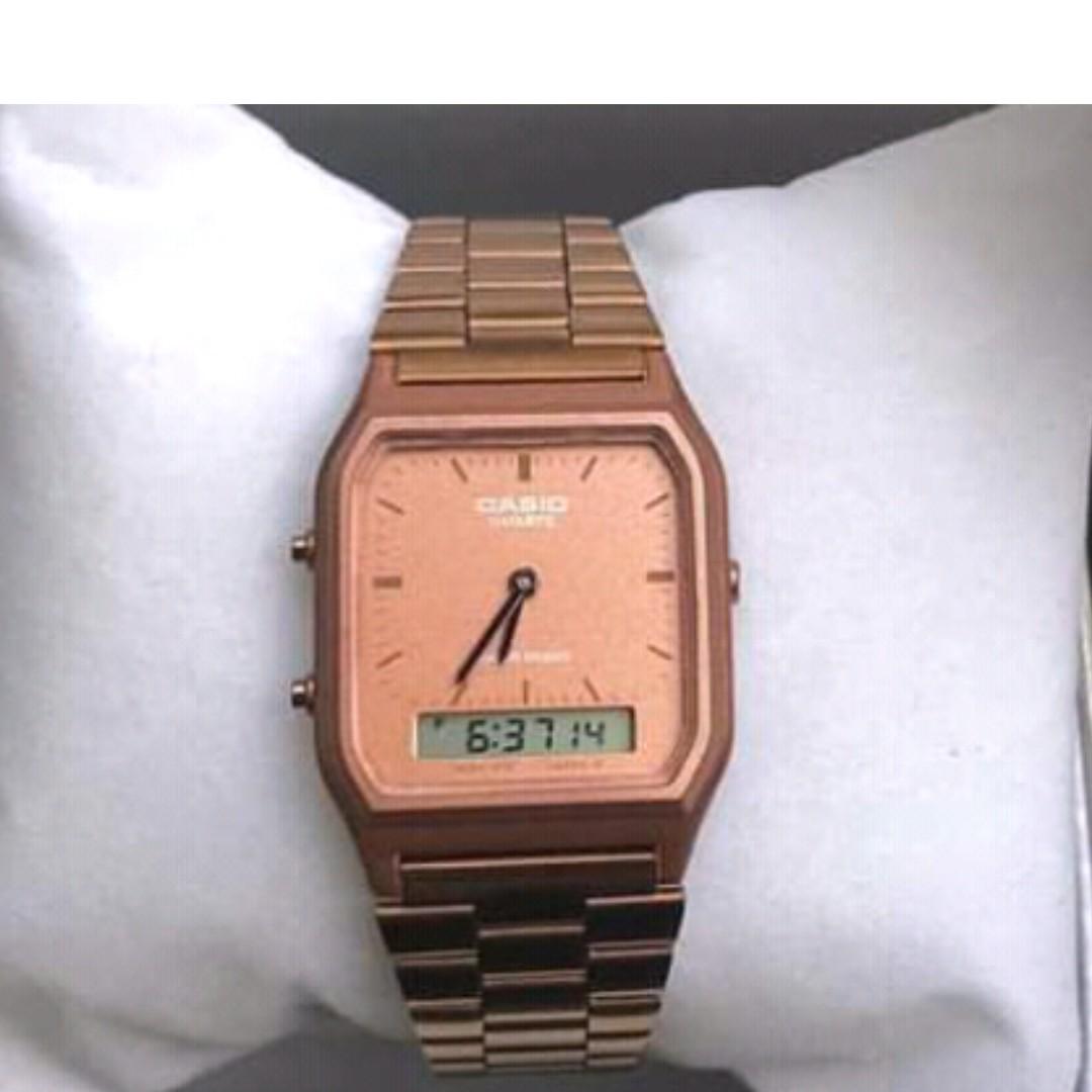Casio rose gold analog shop