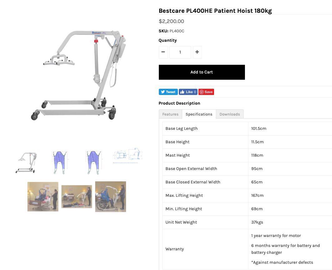 Patient Hoist, Health & Nutrition, Assistive & Rehabilatory Aids, Other