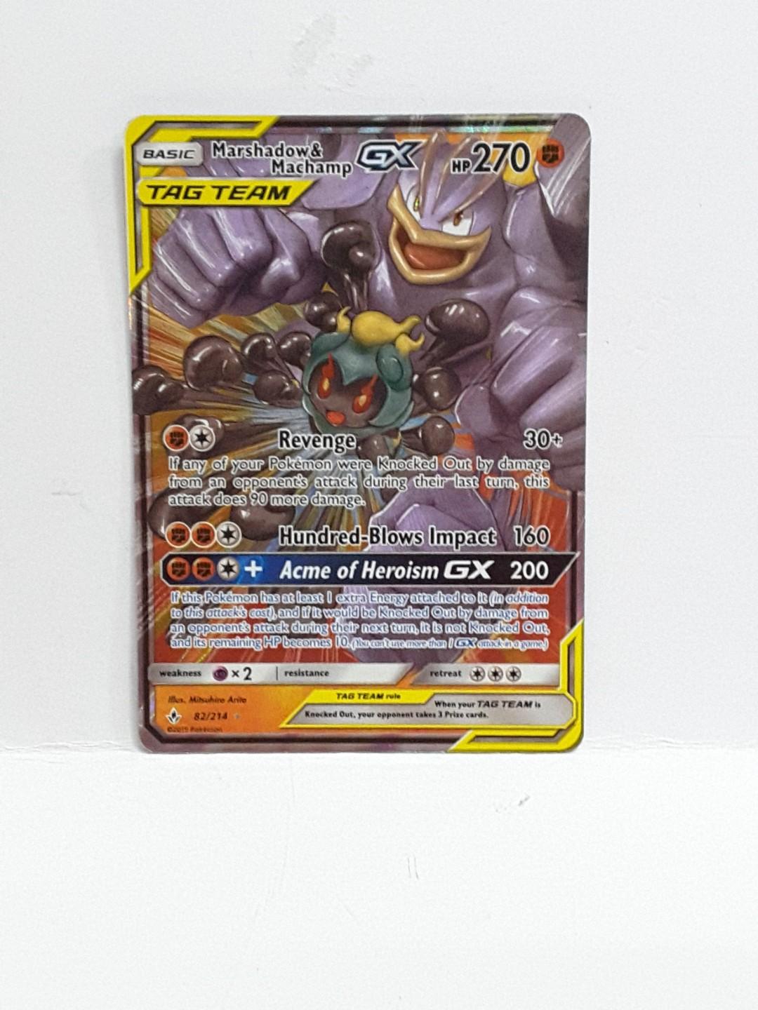 Pokemon Sun & Moon Unbroken Bonds - Marshadow & Machamp GX, Hobbies & Toys,  Toys & Games on Carousell