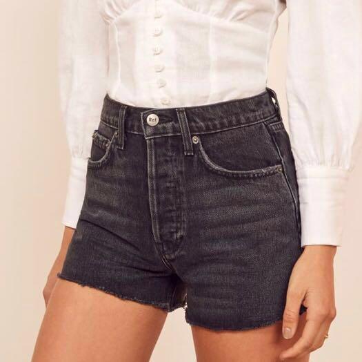 reformation denim shorts