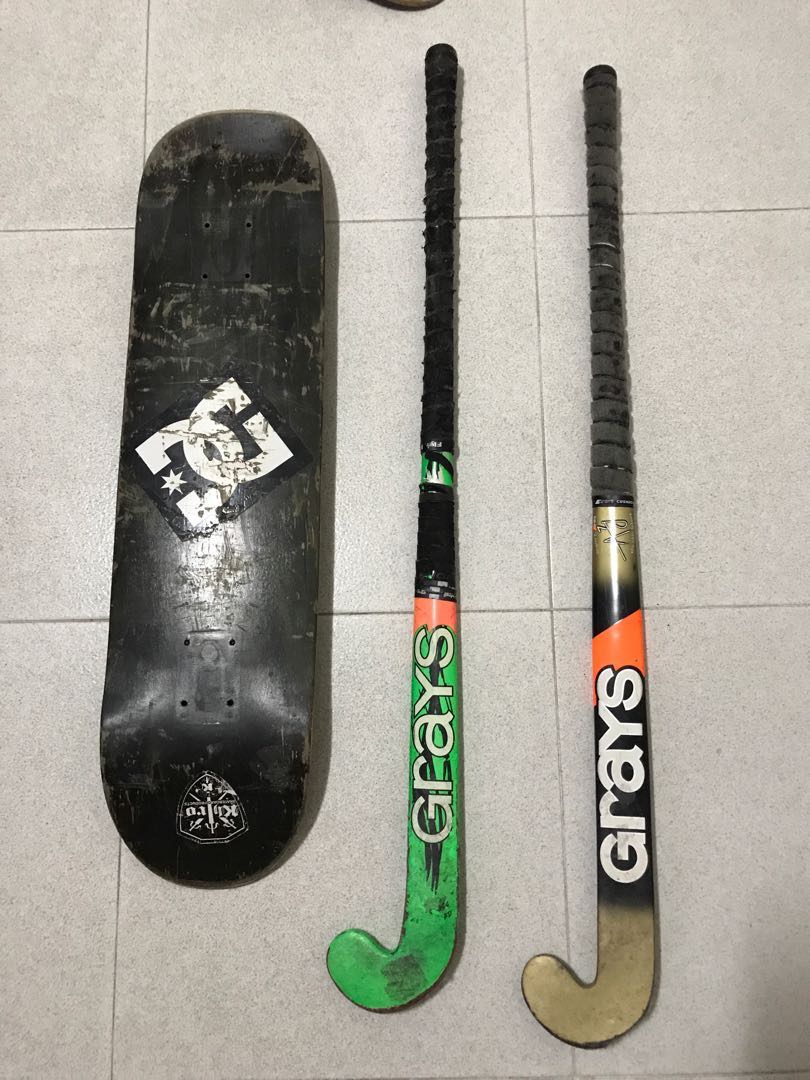 Skate board deck and Hockey sticks, Sports Equipment, Sports & Games
