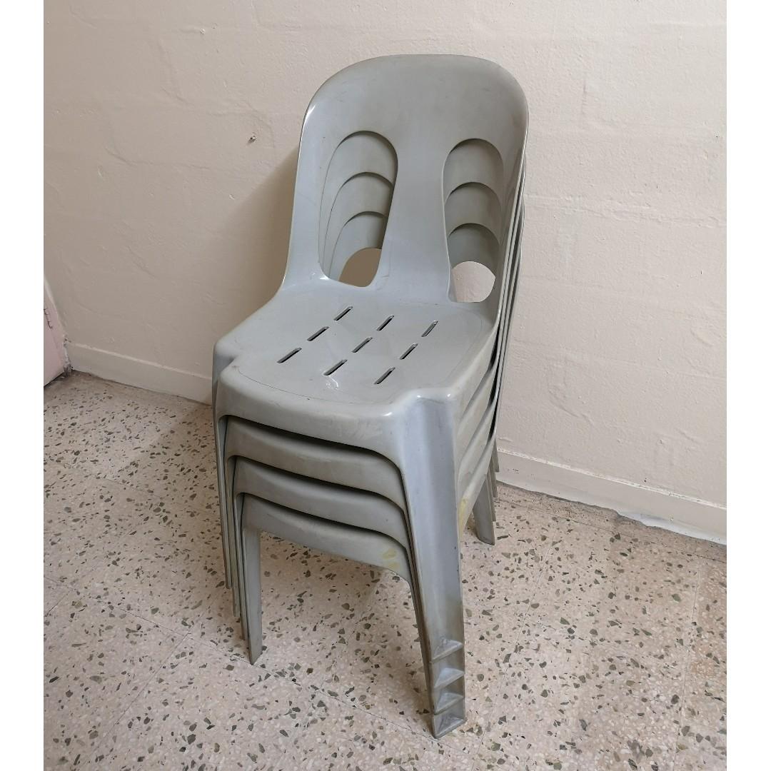 Gray store plastic chairs