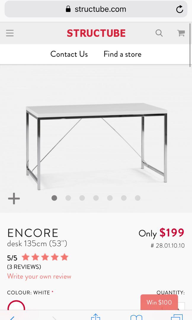 Structube white best sale desk