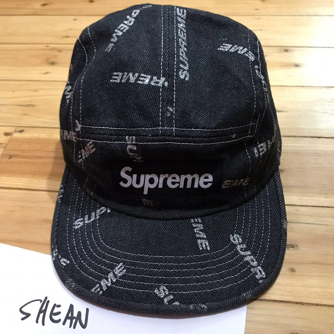 Supreme SS17 Denim Logo Black Camp Cap, Men's Fashion, Watches