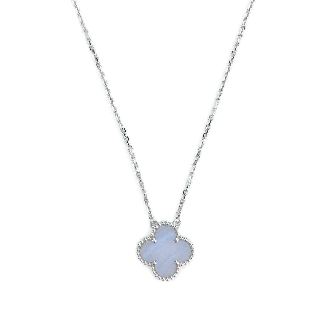 Van Cleef Arpels Vintage Alhambra Pendant Necklace In 18k White Gold Chalcedony Vca Luxury Accessories Others On Carousell