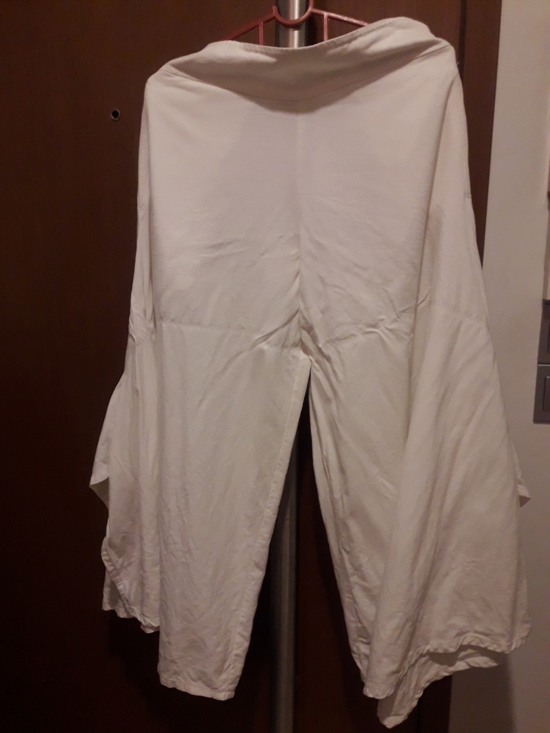 white cotton flared palazzo