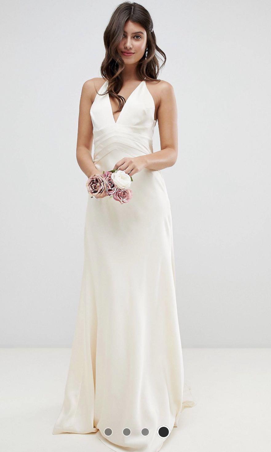 Asos edition satin panelled wedding dress with fishtail clearance