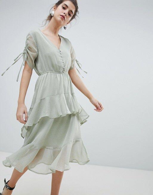 ASOS, Neon Rose, Green Vintage Dress 