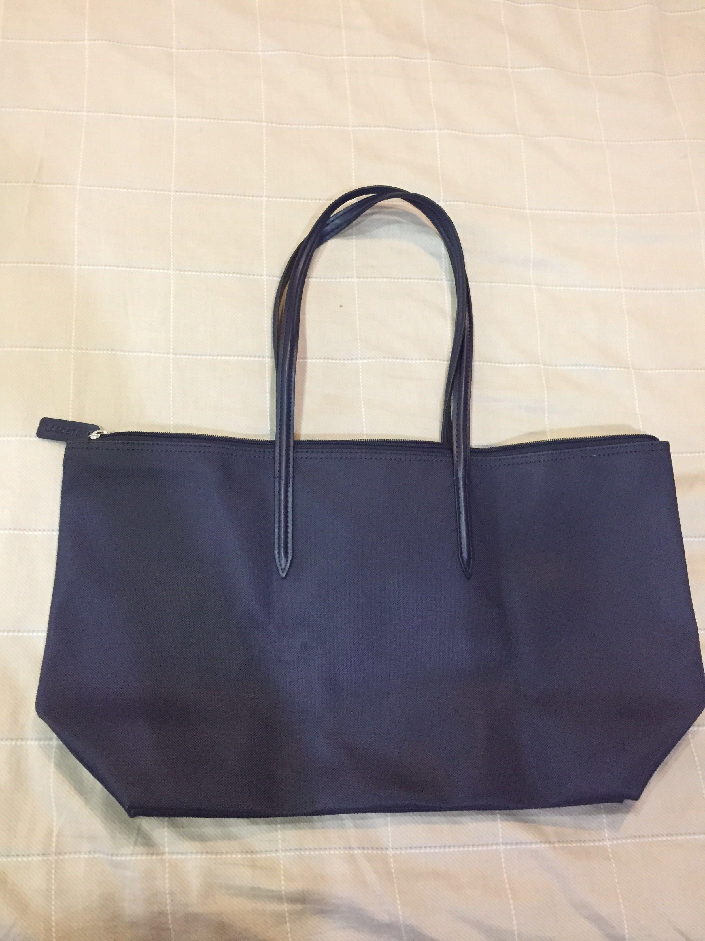 Authentic Lacoste Horizontal Tote Bag Navy Blue, Women's Fashion, Bags