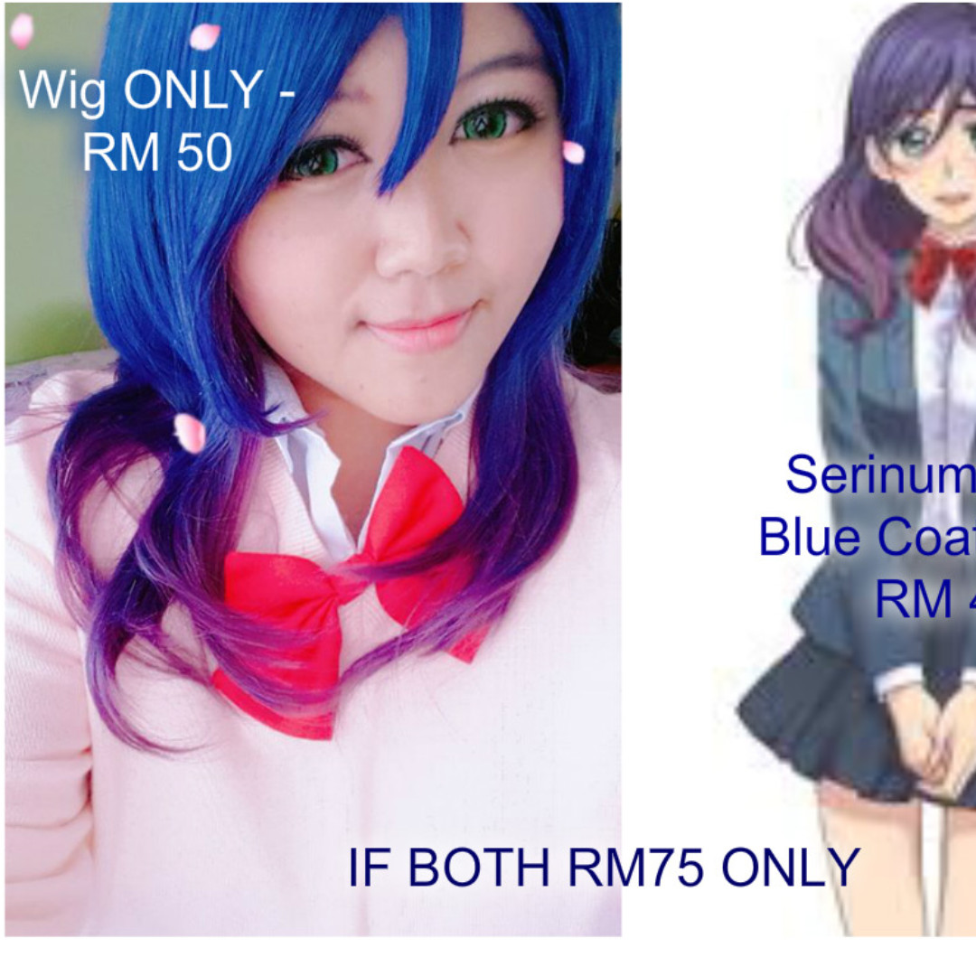 Blue coat and wig, Women's Fashion, Bottoms, Jeans & Leggings on Carousell
