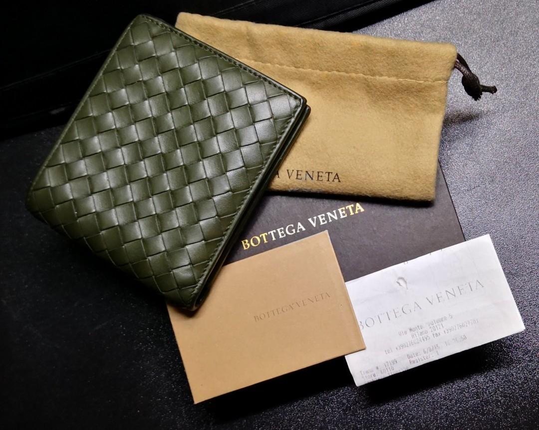 Bottega Veneta Intrecciato Shiny Leather Bi-Fold Wallet, Black