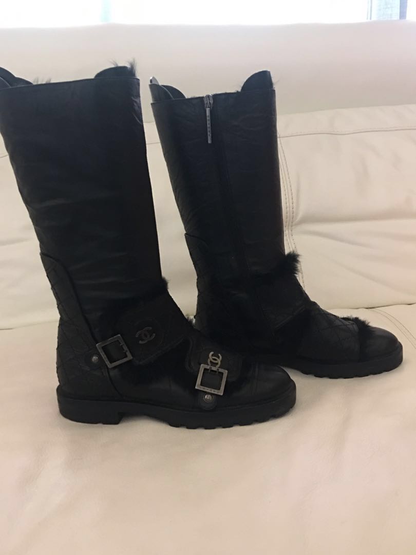 chanel mid calf boots