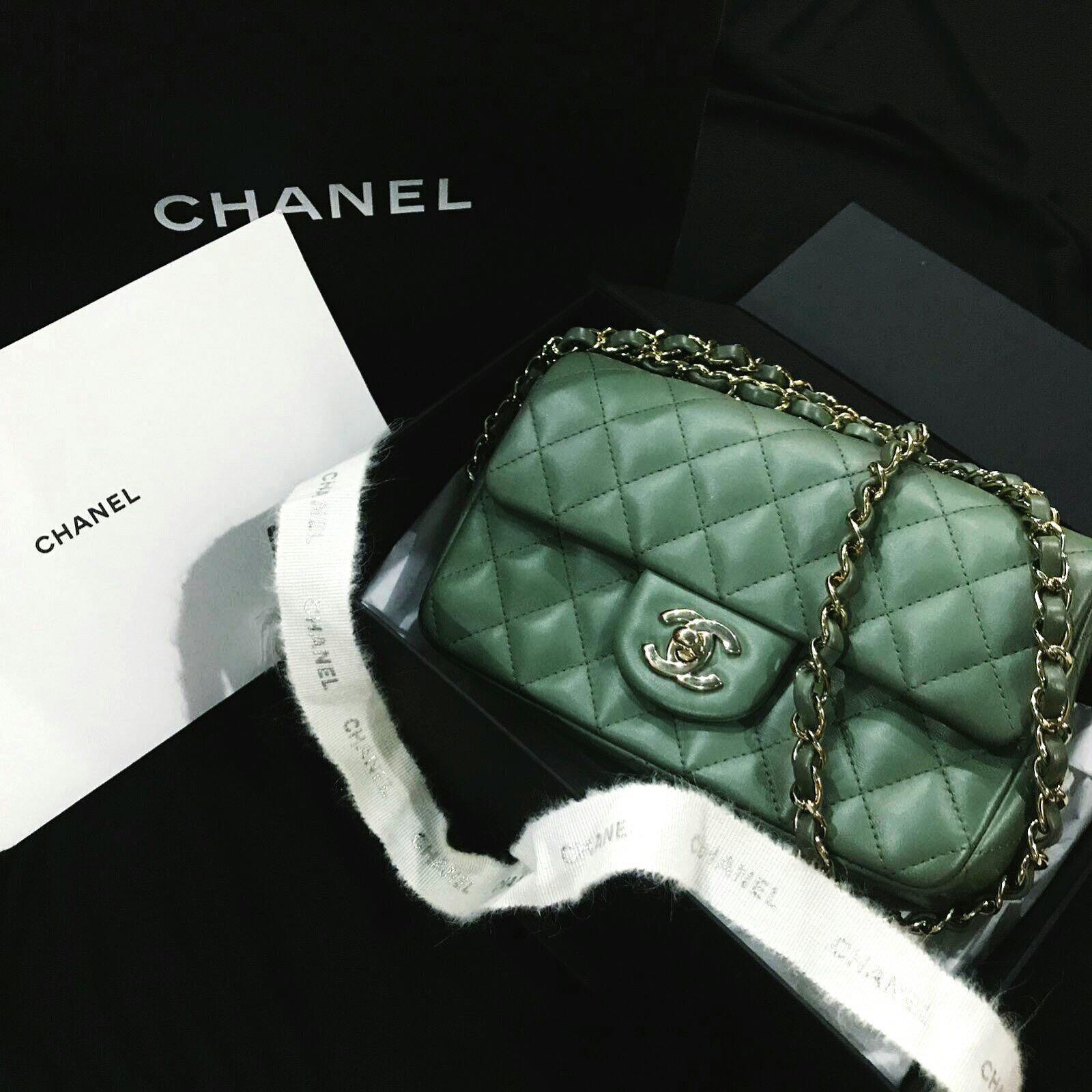 Chanel Mint Green Lambskin Leather Maxi Single Flap Bag with Shiny  Lot  58015  Heritage Auctions