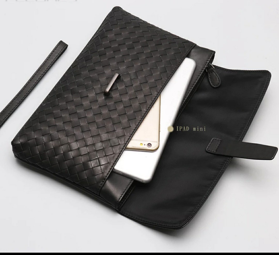 Clutch bag iPad mini Genuine leather men woven bag sling bag
