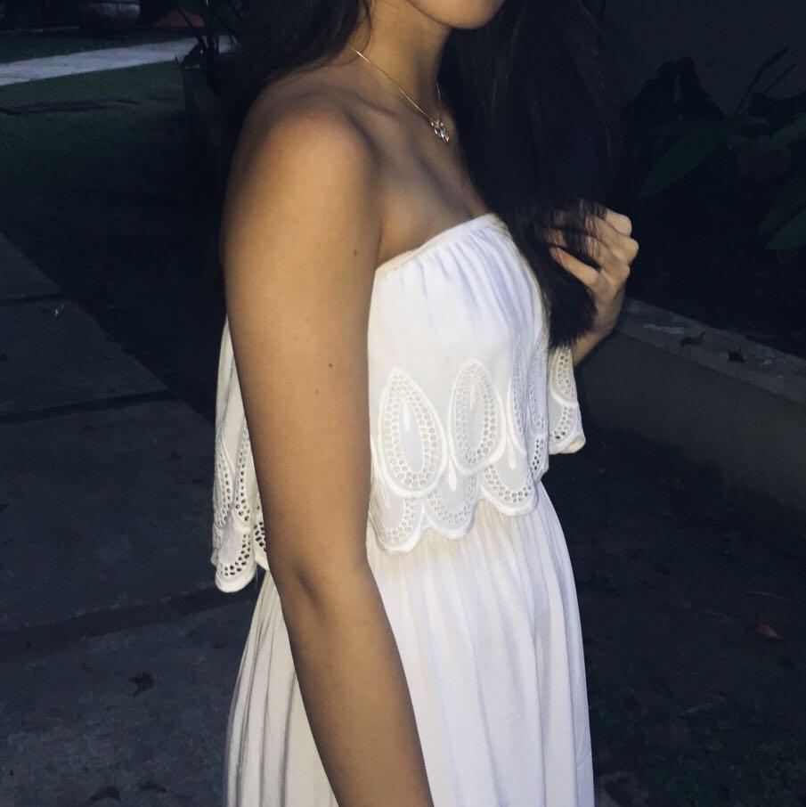 white tube maxi dress