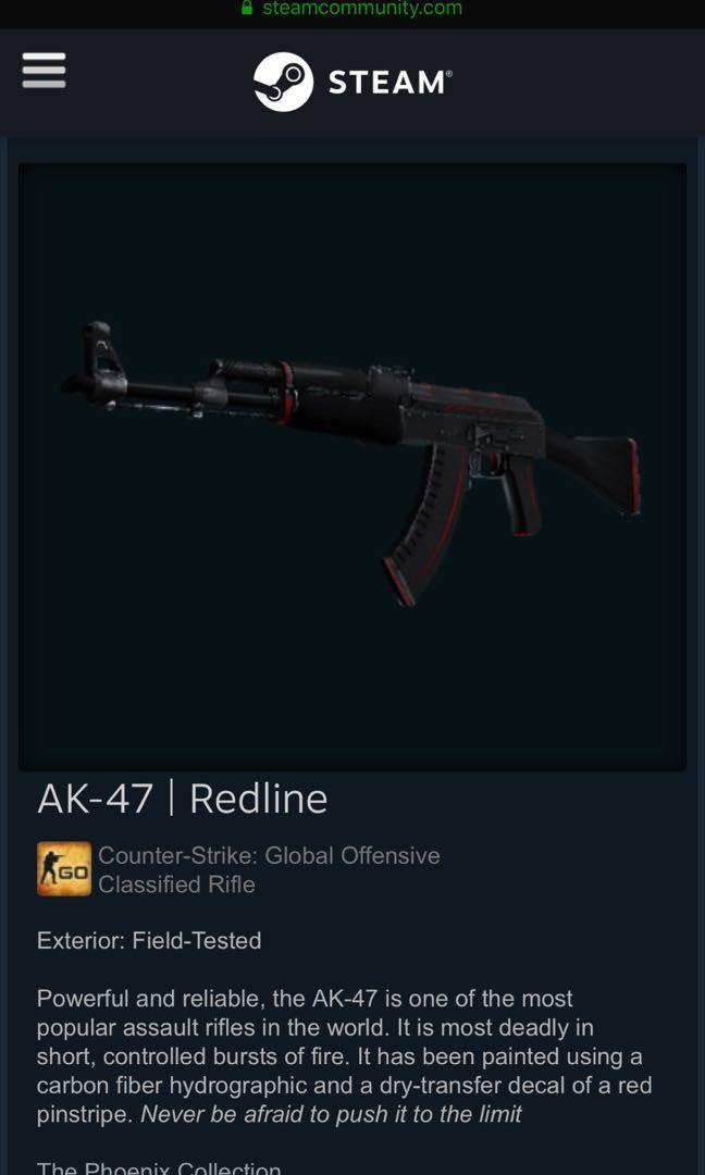 Csgo Ak 47 Redline Field Tested Toys Games Video Gaming In Game Products On Carousell - roblox ak47 gear id