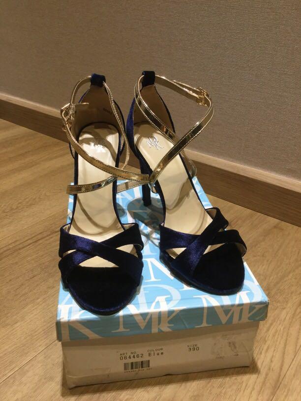 navy blue and gold heels