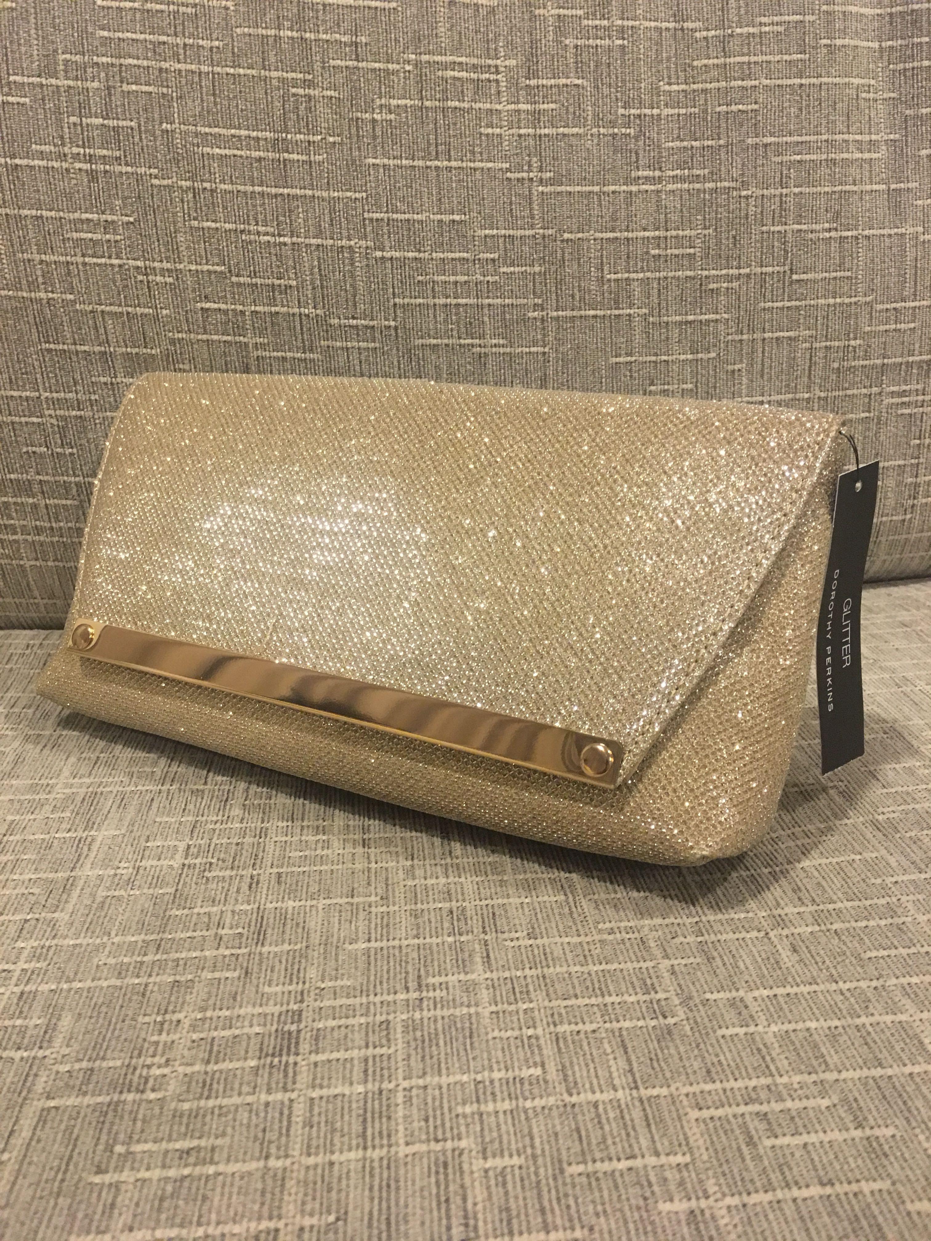 Gold clutch bag dorothy perkins hotsell