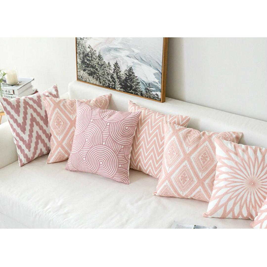 Embroidered Cushion Cover Abstract Design Pillow Cover Furniture Home Decor Cushions Linen On Carousell