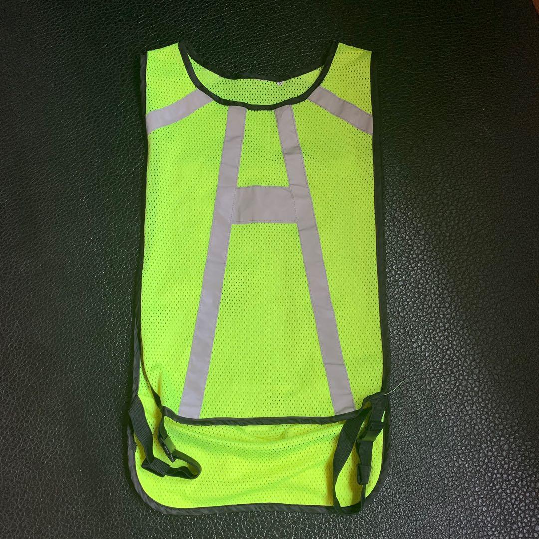 Fluorescent Green Safety Vest With Reflective Strips Sports