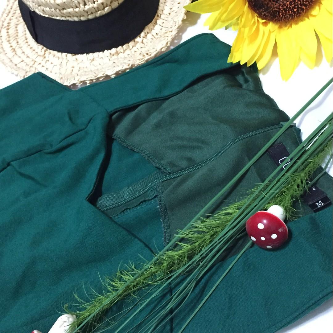 Green Embroidered One Piece Dress, Women's Fashion, Tops, Sleeveless on