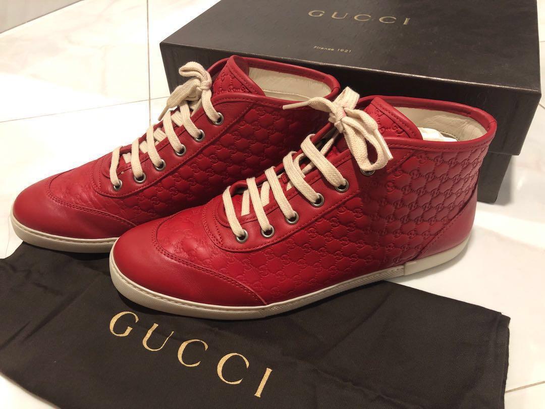 Red leather online gucci shoes