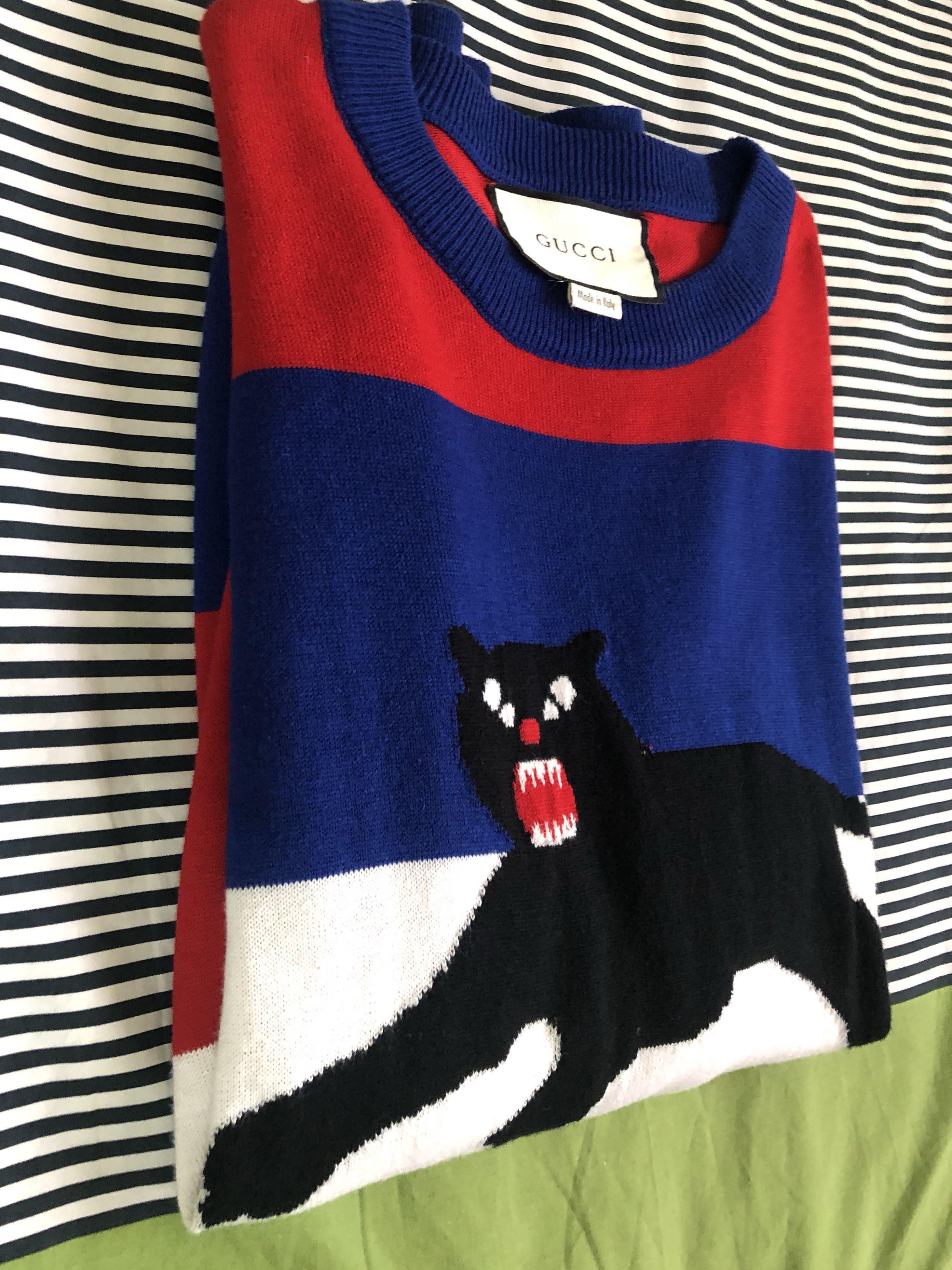 GUCCI Wool sweater with jacquard panther