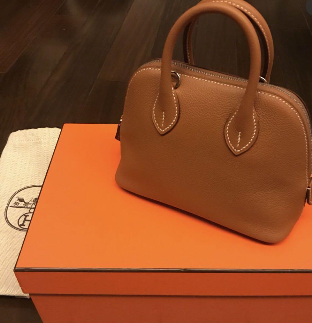 Hermes mini bolide gold, 名牌, 手袋及銀包 Carousell