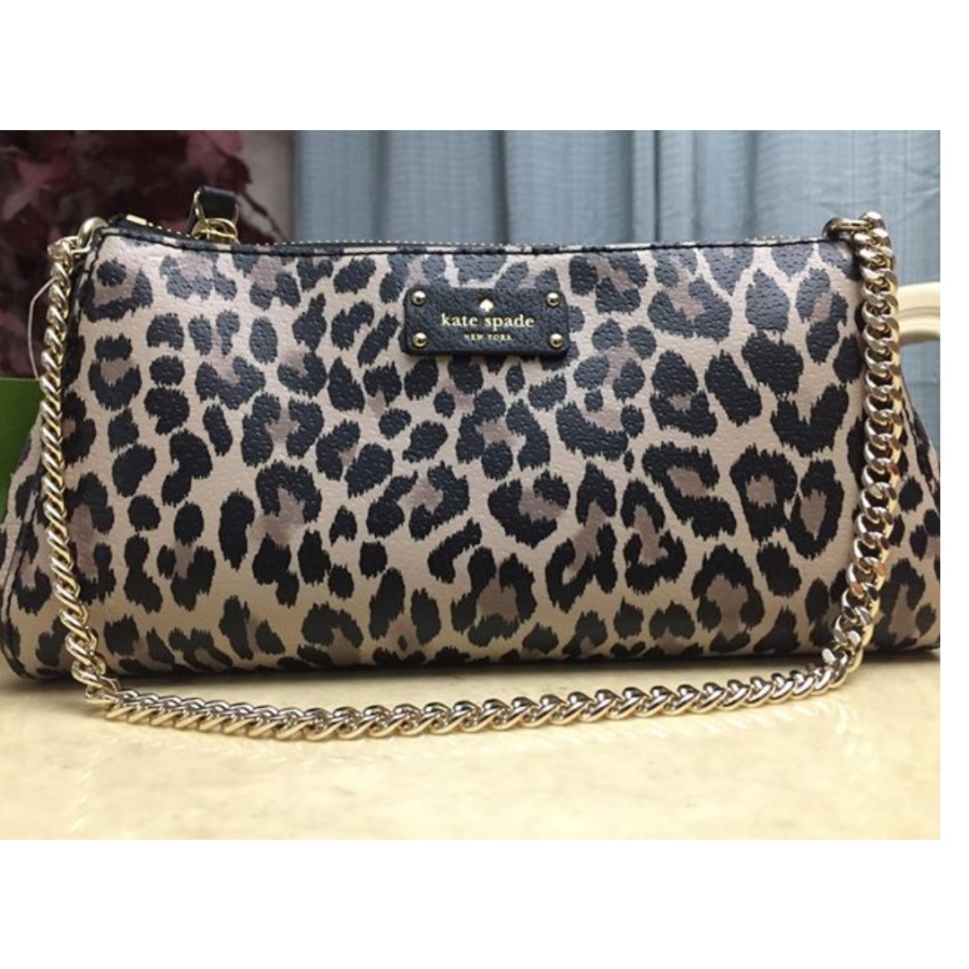 Kate Spade Grove Street Leopard Jane Leather Clutch Shoulder Bag, Women's  Fashion, Bags & Wallets, Clutches on Carousell